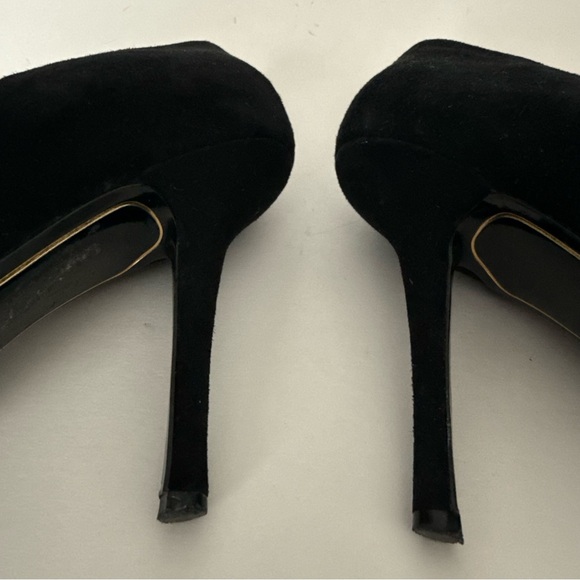 Charles Jourdan Black Suede Heels Pointed Toe Stiletto Heel - Picture 8 of 13